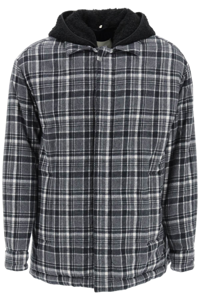 Shop Alyx Checkered-flannel Padded Jacket In Grey,black