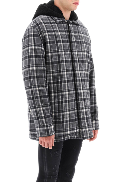 Shop Alyx Checkered-flannel Padded Jacket In Grey,black