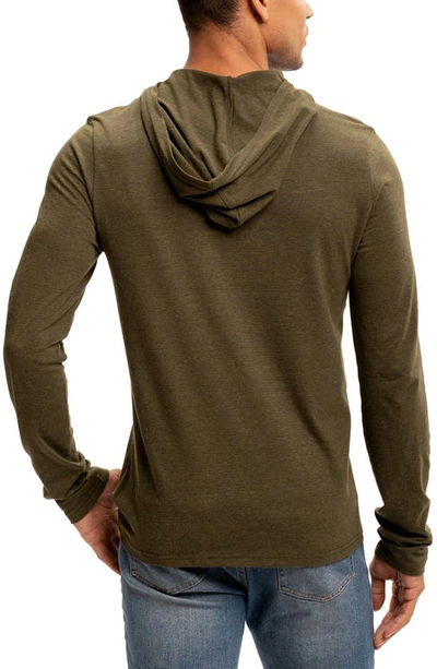 Shop Threads 4 Thought Long Sleeve Henley Hoodie In Heather Fortress