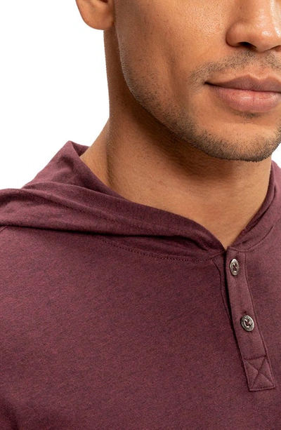Shop Threads 4 Thought Long Sleeve Henley Hoodie In Maroon Rust