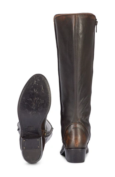 Shop Frye Carson Piping Knee High Boot In Black Crust Veg Mist Leather