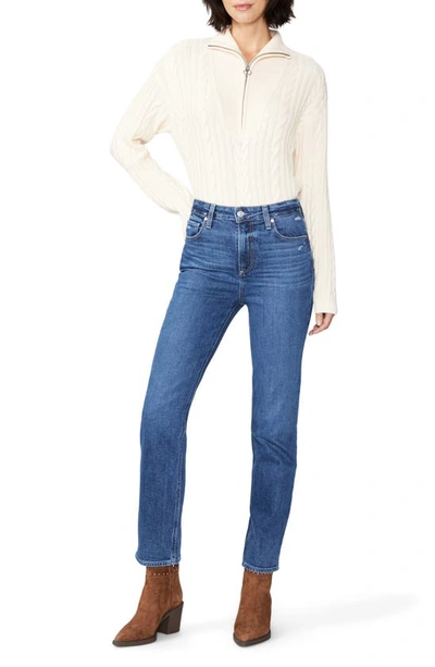Shop Paige Stella High Waist Straight Leg Jeans In Miss You Distressed