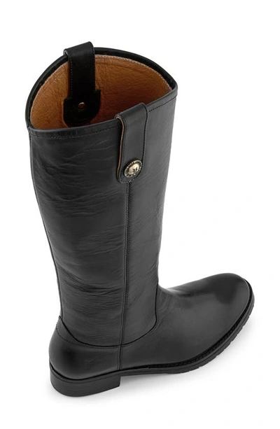 Shop Frye Melissa Button Lug Double Sole Riding Boot In Black - Sakura Leather