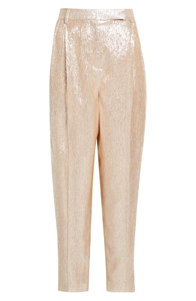 Shop Partow Bacall High Waist Silk Blend Lamé Pants In Frost