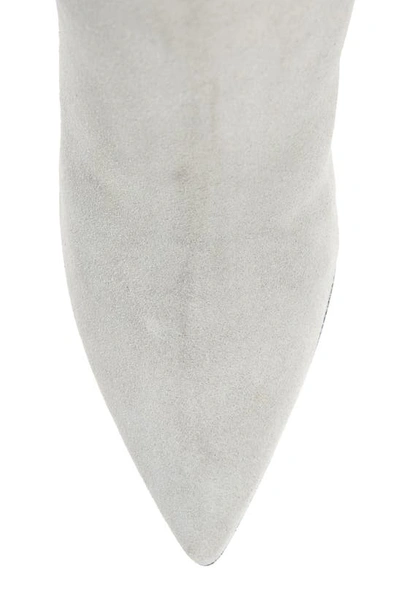 Beautiisoles Lindsay Pointed Toe Knee High Boot In Light Grey Suede