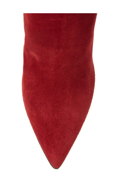 Beautiisoles Lindsay Pointed Toe Knee High Boot In Dark Red Suede