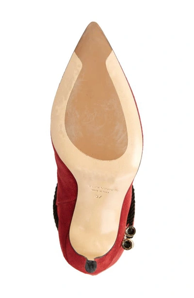 Beautiisoles Lindsay Pointed Toe Knee High Boot In Dark Red Suede
