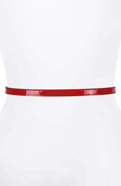 Kate Spade Shoestring Bow Leather Belt In Engine Red