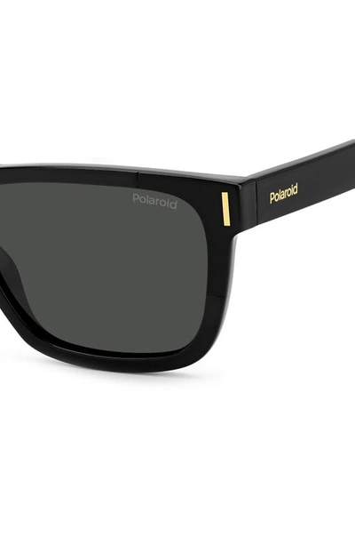 Shop Polaroid 54mm Polarized Square Sunglasse In Black/ Grey Polarized
