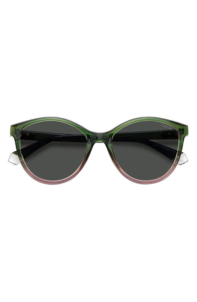 Shop Polaroid 54mm Polarized Round Sunglasses In Green Pink/ Grey Polarized