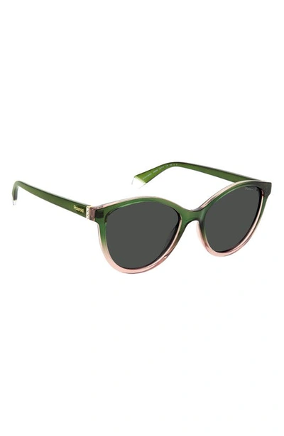 Shop Polaroid 54mm Polarized Round Sunglasses In Green Pink/ Grey Polarized