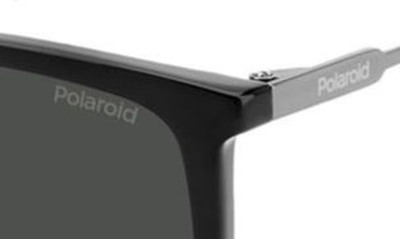 Shop Polaroid 59mm Polarized Rectangular Sunglasses In Black/ Grey Polarized
