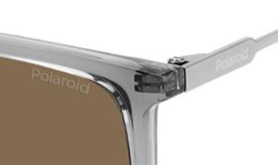 Shop Polaroid 59mm Polarized Rectangular Sunglasses In Grey/ Bronze Polarized