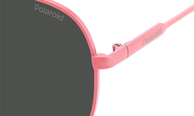 Shop Polaroid 60mm Polarized Aviator Sunglasses In Pink/ Grey Polarized