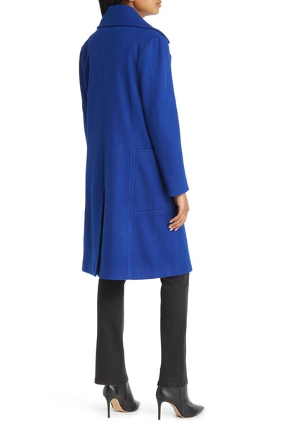 Shop Halogen Double Breasted Coat In Blue Dazzle