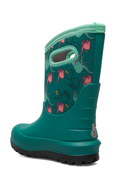 Bogs Kids' Neo-classic Good Dino Insulated Waterproof Winter Boot In Teal Multi