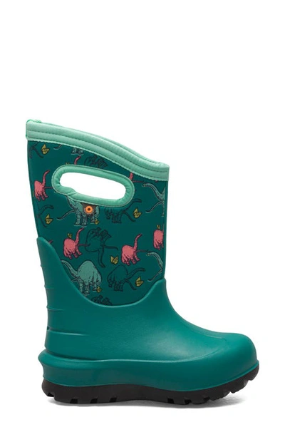 Bogs Kids' Neo-classic Good Dino Insulated Waterproof Winter Boot In Teal Multi