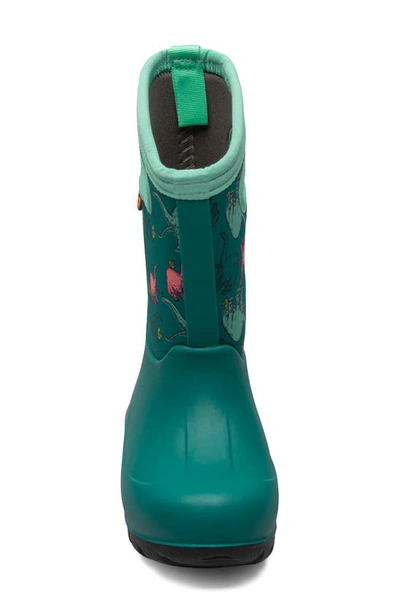 Bogs Kids' Neo-classic Good Dino Insulated Waterproof Winter Boot In Teal Multi