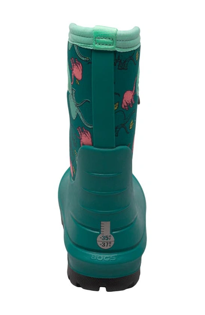 Bogs Kids' Neo-classic Good Dino Insulated Waterproof Winter Boot In Teal Multi