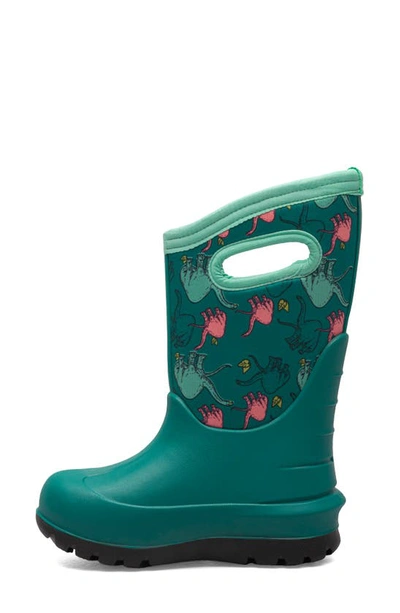 Bogs Kids' Neo-classic Good Dino Insulated Waterproof Winter Boot In Teal Multi