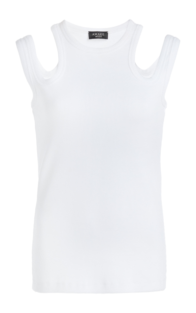 Shop A.w.a.k.e. Multi-strap Stretch-cotton Tank Top In White