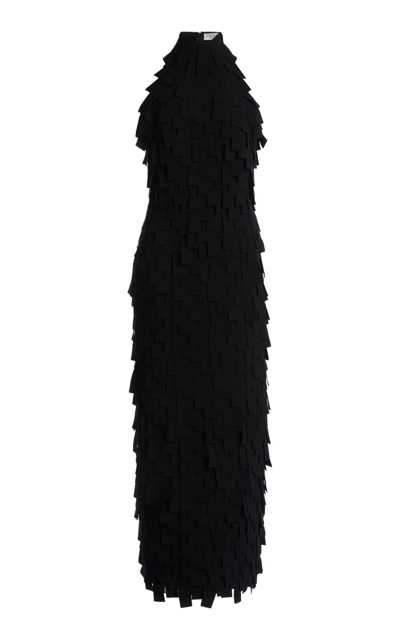 Shop A.w.a.k.e. Textured Halter-neck Midi Dress In Black
