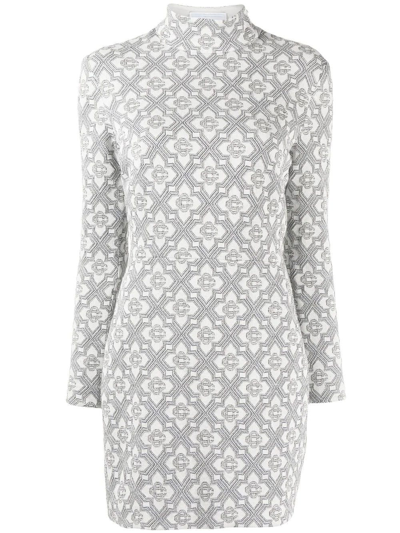 Shop Casablanca Short Monogram Dress With Back Neckline In Grey
