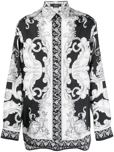 Shop Versace Silk Baroque Shirts In Multicolore