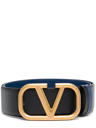 Shop Valentino Vlogo-buckle Belt In Nero