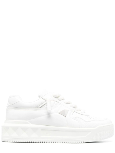 Shop Valentino One Stud Low-top Sneaker In Nappa In White