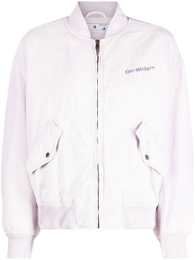 Shop Off-white Logo-print Bomber Jacket In Purple