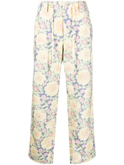 Shop Jacquemus Floral-print Straight-leg Trousers In Yellow