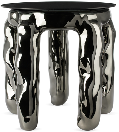 Shop Dongwook Choi Gunmetal Crest & Trough Side Table In Onyx
