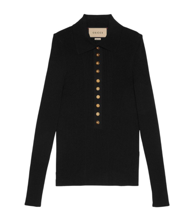 Shop Gucci Polo Sweater In Black