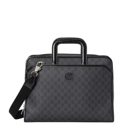Shop Gucci Leather Gg Supreme Briefcase In Black