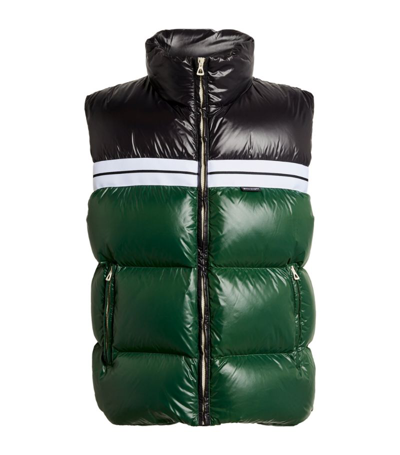 Shop Palm Angels Padded Colour-block Gilet In Green