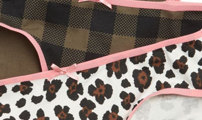 Shop Nordstrom Rack Kids' Hipster Cut Panties In Check- Leopard Pack