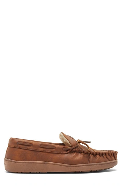 Shop Minnetonka Tory Faux Fur Lined Moccasin In Brown