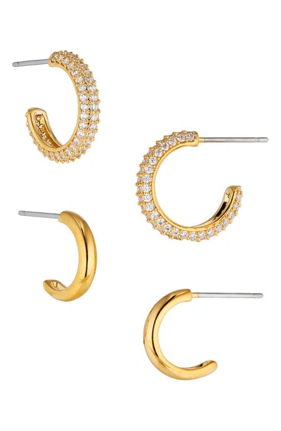 Shop Nadri Pavé The Way Hoop Earrings Set In Gold