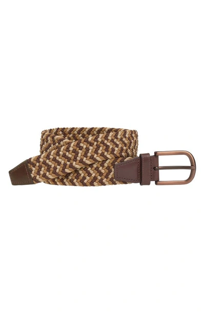 Shop Johnston & Murphy Stretch Knit Belt In Brown/ Multi