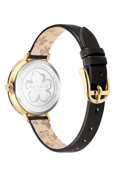 Shop Ted Baker Ammy Magnolia 3h Leather Strap Watch, 34mm In Gold/ Cream/ Black