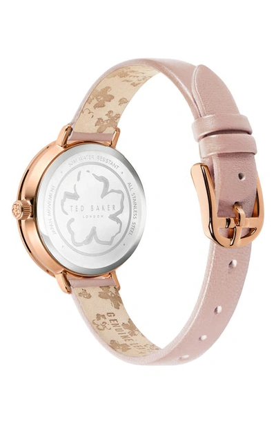 Shop Ted Baker Ammy Magnolia 3h Leather Strap Watch, 34mm In Rose Gold/ Silver/ Pink