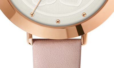 Shop Ted Baker Ammy Magnolia 3h Leather Strap Watch, 34mm In Rose Gold/ Silver/ Pink