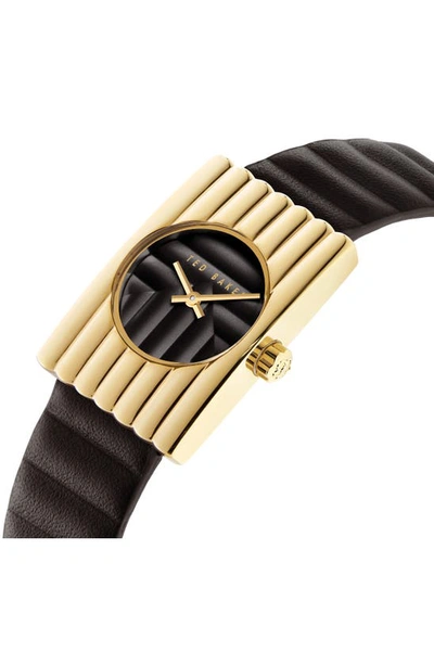 Shop Ted Baker Ottolee Leather Strap Watch, 34mm In Gold/ Black/ Black