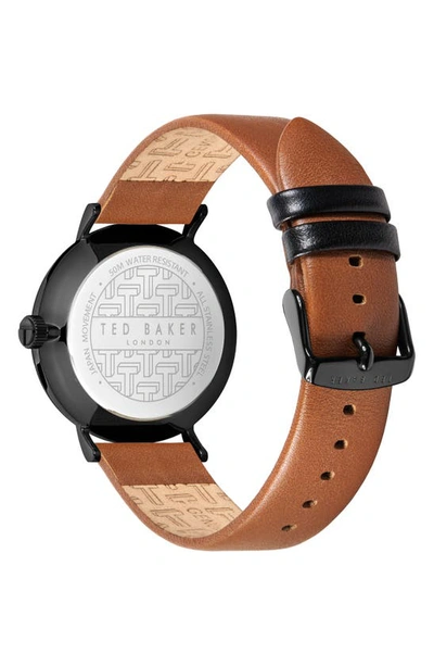 Shop Ted Baker Phylipa Gents Leather Strap Watch, 41mm In Black/ Black/ Tan