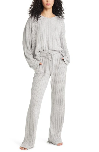 Shop Bp. Cozy Rib Oversize Pajama Top In Grey Pearl Marl
