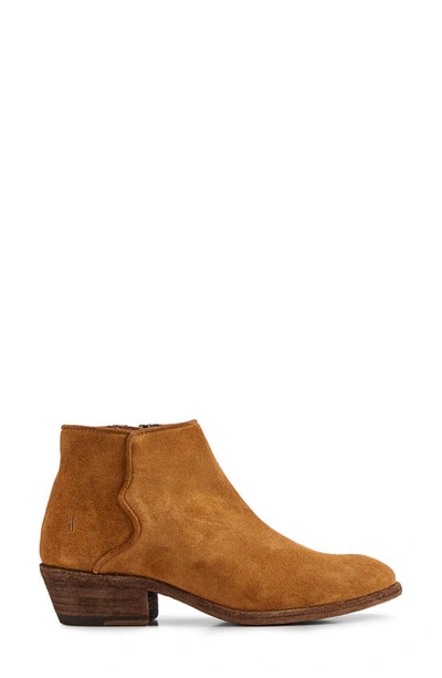 Shop Frye Carson Piping Bootie In Bronze - Suede Leather