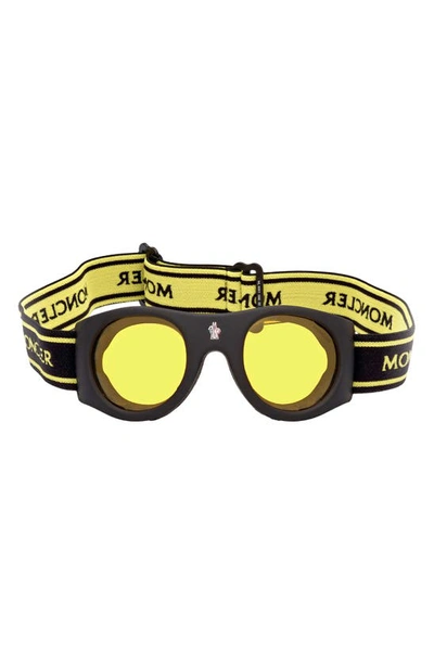 Shop Moncler City 55mm Goggles In Matte Black / Honey Lenses