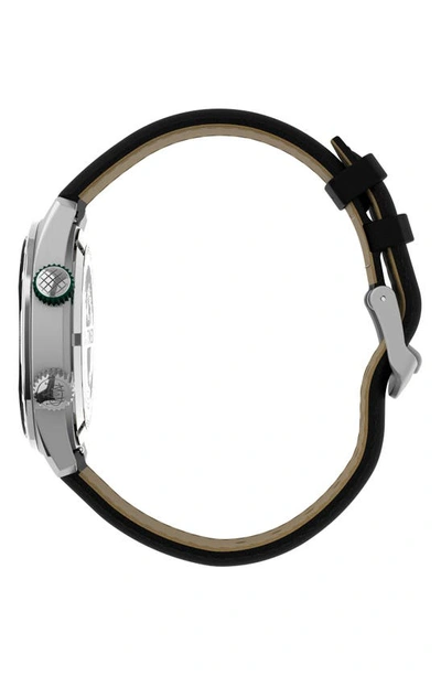 Shop Timex Waterbury Dive Leather Strap Watch, 41mm In Silver/ Black/ Black