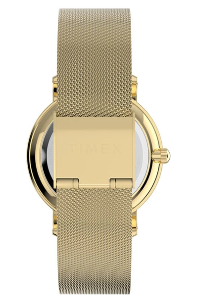 Shop Timex Transcend Crystal Mesh Strap Watch, 34mm In Gold/ Gold/ Gold